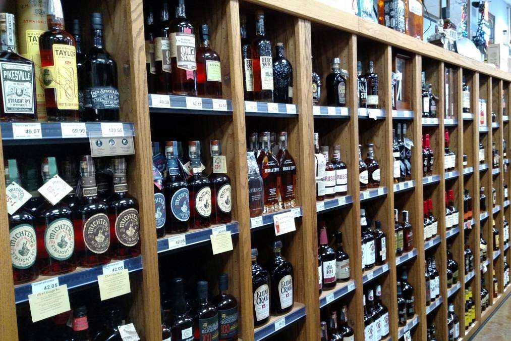 Shelves of Spirits in the store